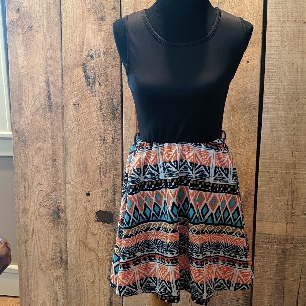 🌵French Atmosphere geometric print dress medium